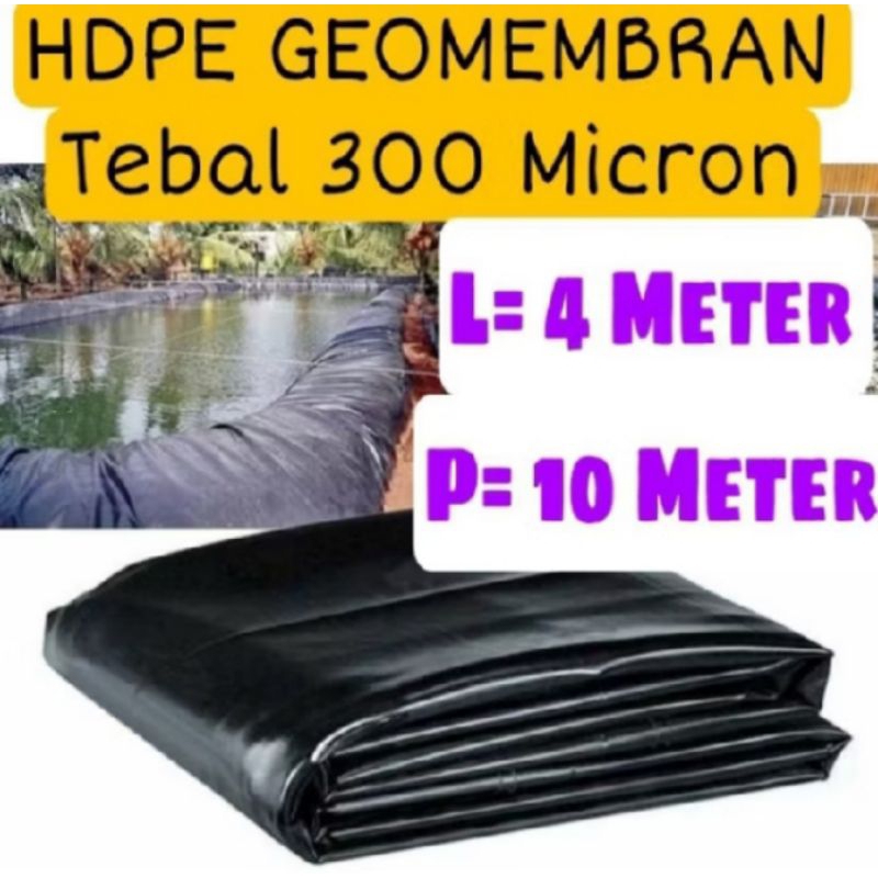 Geomembran ukuran 4x10 meter tebal 300 micron ( Terpal tambak & kolam ikan )