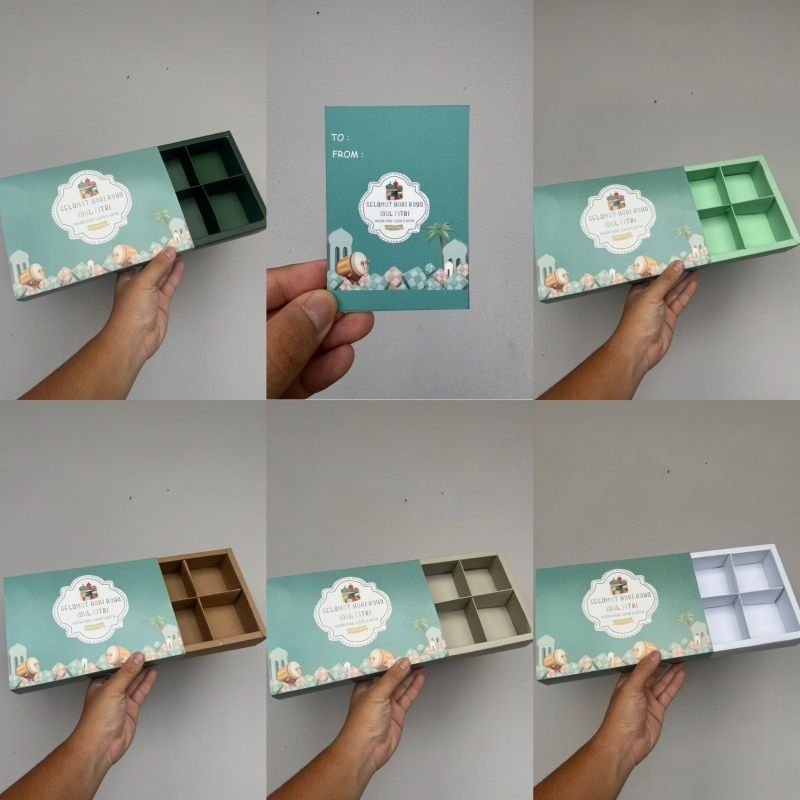 

Dus Idul Fitri Fruitpie Sekat 6 " Colourful Mosque " ( 1 pack isi 5 pcs dus & Tag )