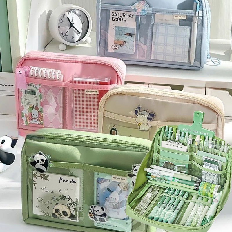 

12 Layers Large Capacity Pencil Case Aesthetic Canvas Pen Bag MultiFunction Portable Stationery Stor