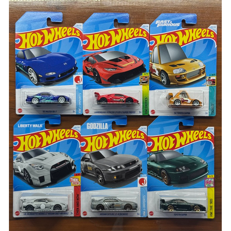 Hotwheels Reguler Real Car Hot Item FREE PACKING. R35 Lbwk, Godzilla R33, Toyota Supra, Lamborghini 
