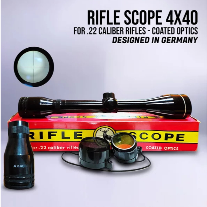 Senapan Rifle Scope Teropong Kijang 4x40 Hitam Telescope Teleskop Like Merek Bushnell Spike T Eagle 