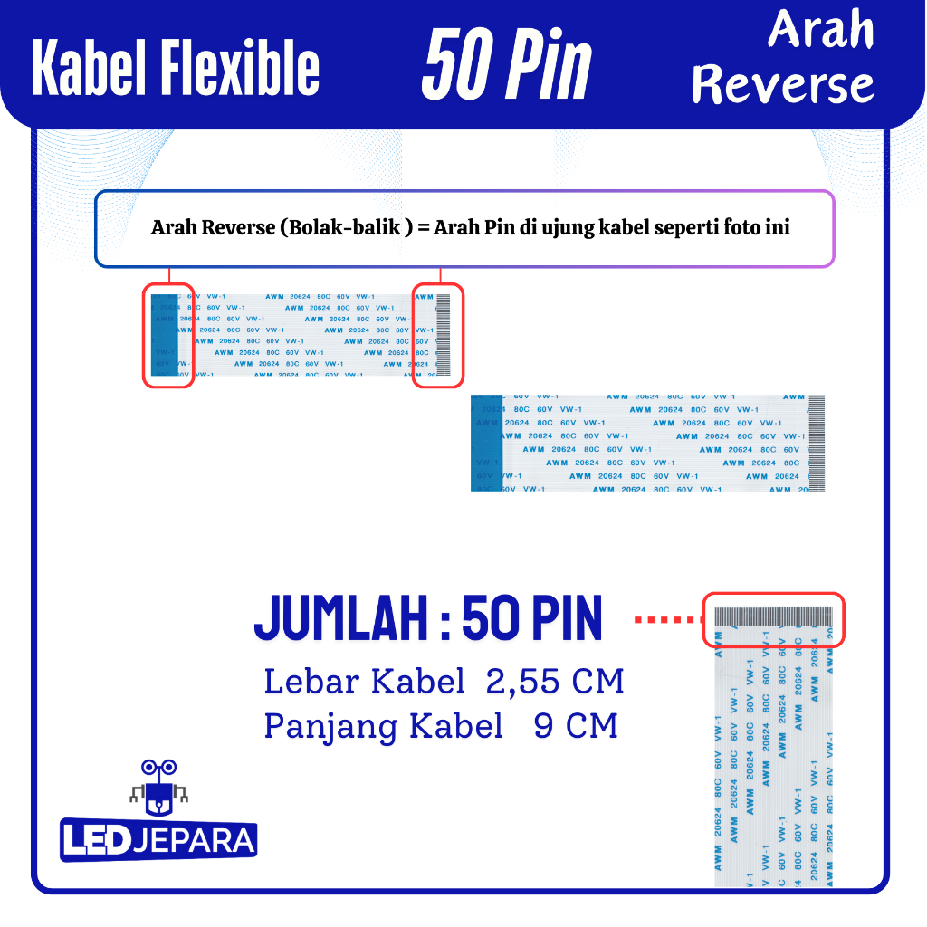 Kabel Flexible FFC FPC Motherboard Laptop Asus X200 50 Pin Reverse