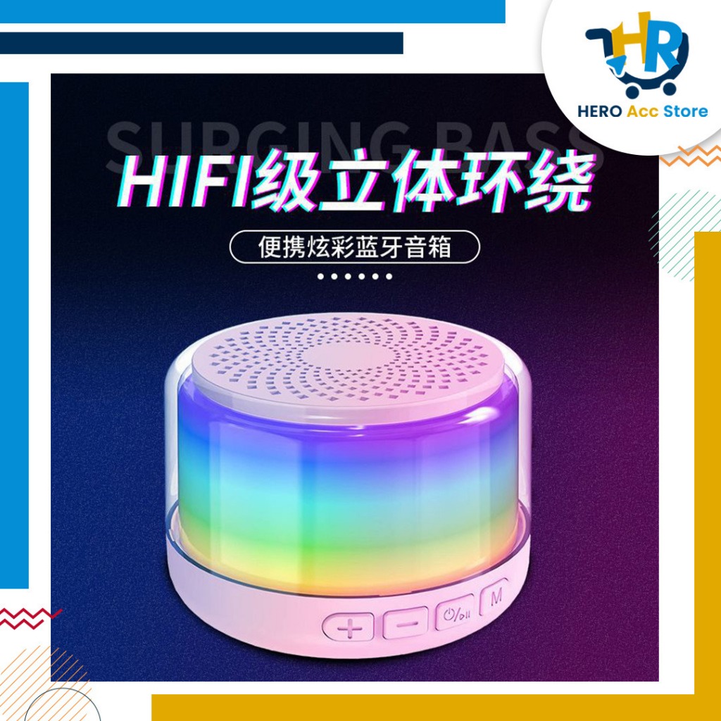 HR 29 Speaker bluetooth LED RGB Speaker bluetooth mini portable speaker bulat mini full color