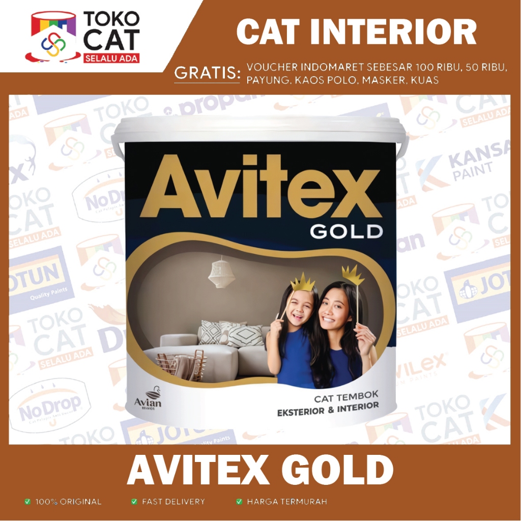 Cat Tembok Interior | Avian Avitex Gold Interior Putih 25 Kg | Kemasan Pail