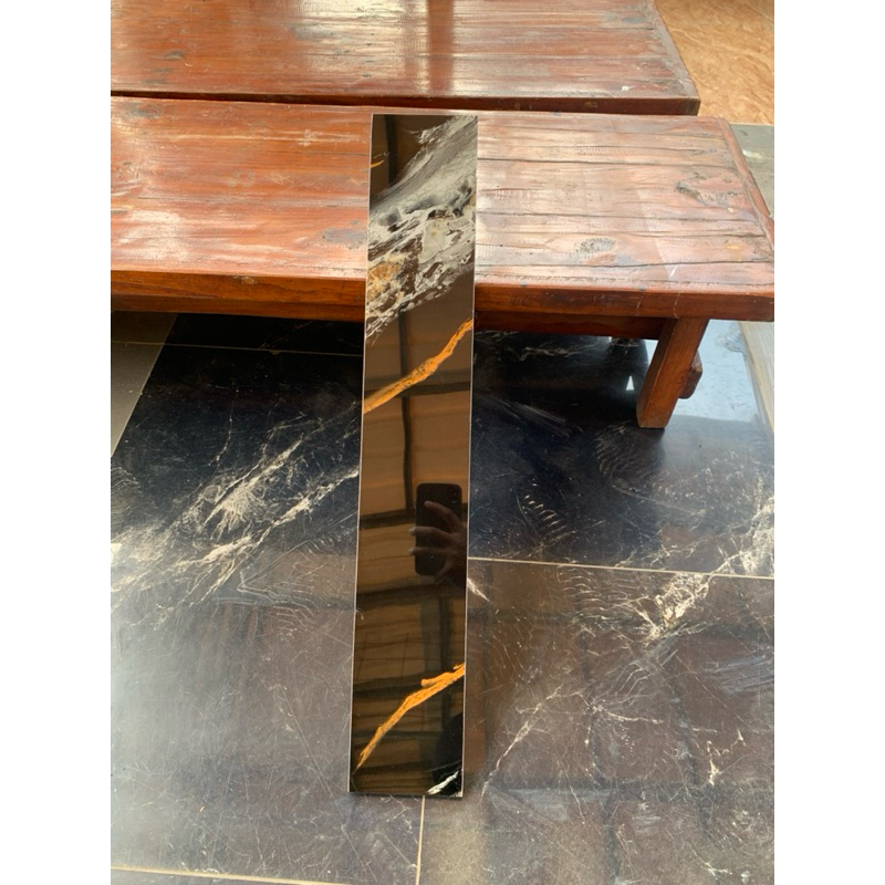 Plin granit 10x60cm devany black gold & silver