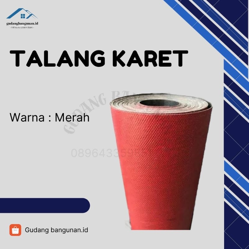 TALANG KARET / KARPET TALANG / KARPET ANTI AIR MERAH UKURAN 55 x 40MTR  1 ROLL