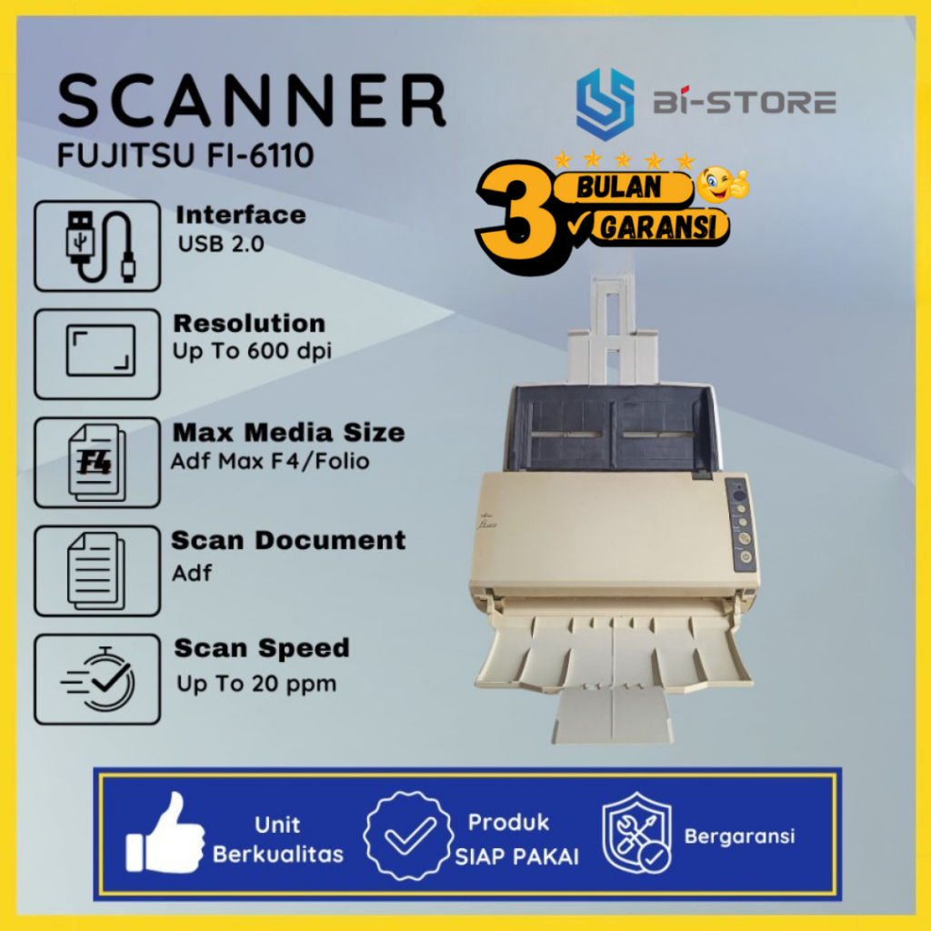 Scanner Folio Fujitsu Fi-6110 Bisa Scan Dokumen F4 Folio Legal Bonus Free Scanner A4