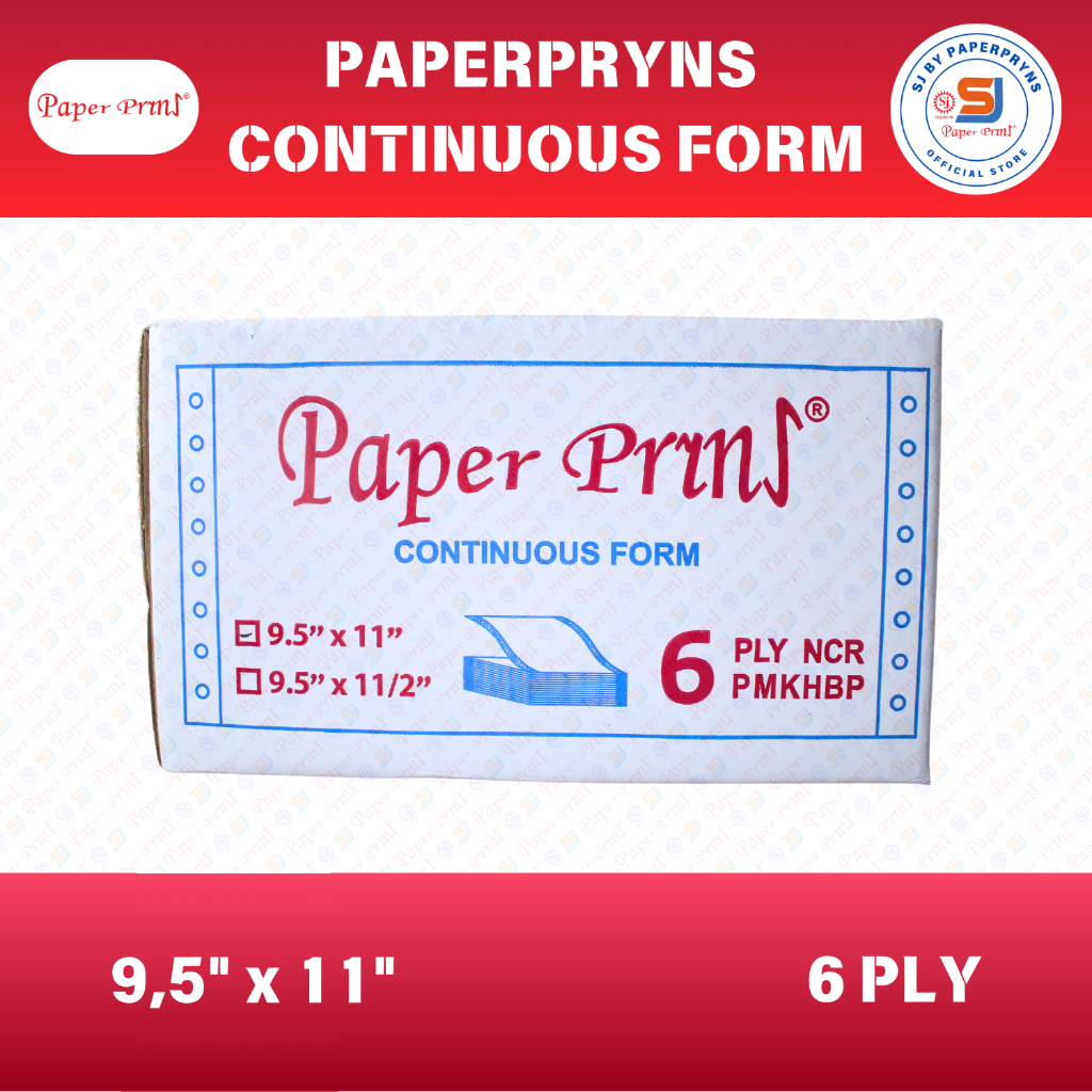 

PAPERPRYNS Continuous Form 9,5" × 11" (6 PLY) NCR Sheets