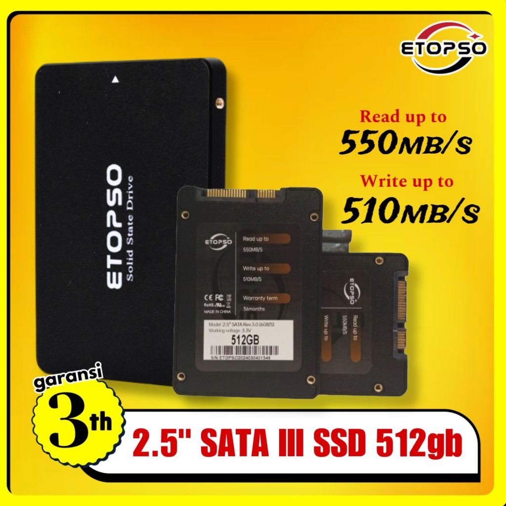 ETOPSO SSD SATA 512GB RUSAK GANTI BARU