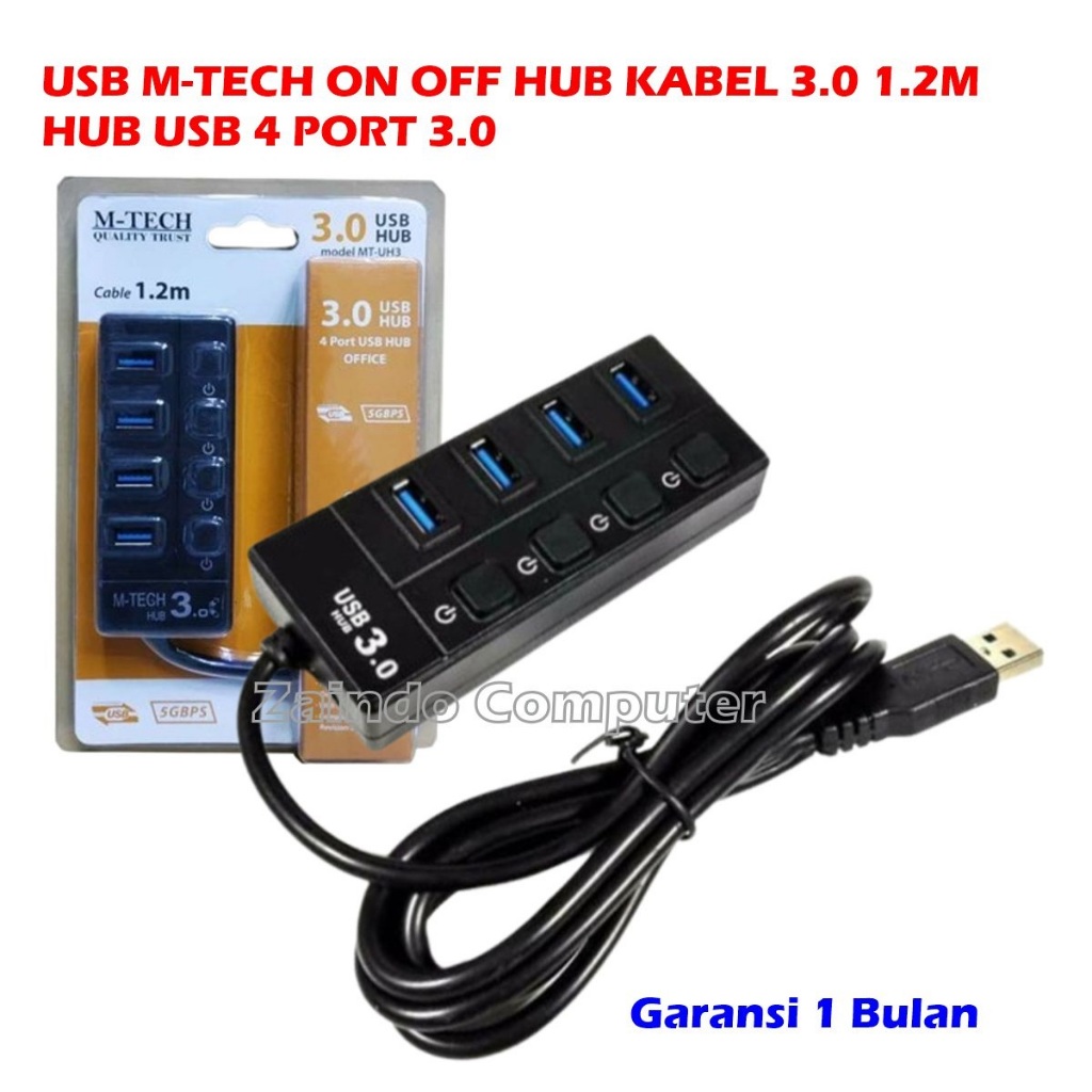 KABEL USB HUB 3.0 M-TECH 4 PORT - USB HUB 3.0 DIGIGEAR 4 PORT 1.2M KABEL USB HUB 3.0 VORTEZZ 4 PORT 
