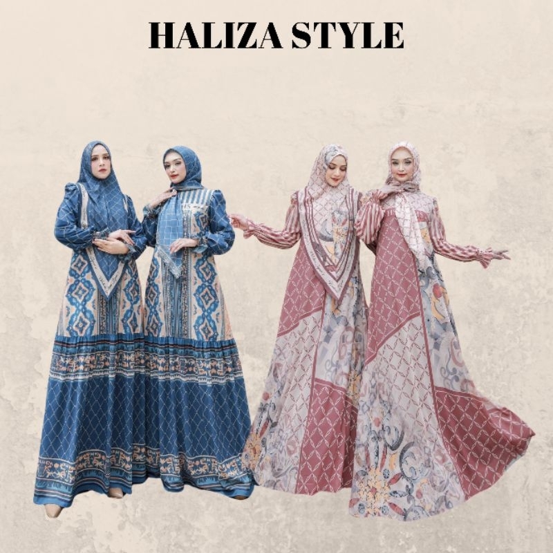 Haliza style/Adreena 10/Adreena 11/Adreena 25/Dress lebaran/gamis lebaran set scraf /gamis lebaran v