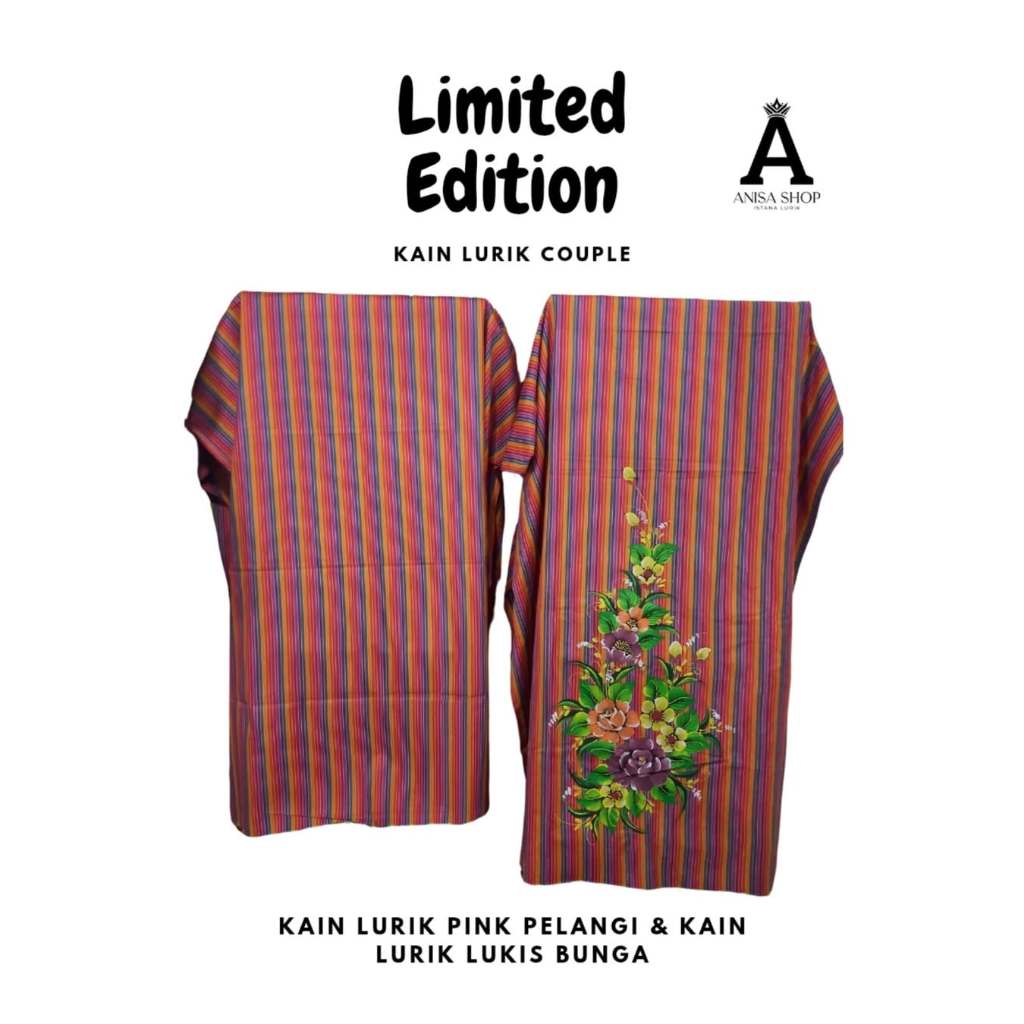 Kain Lurik Couple Kain Pink Pelangi & Kain Lurik Lukis Bunga