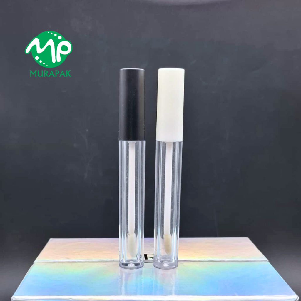 [MINIM 20PCS] BOTOL LIPGLOSS ACRILYC TEBAL KUAS BIBIR 4ML LIPGLOSS TUTUP HITAM Dan PUTIH LG13 BENING