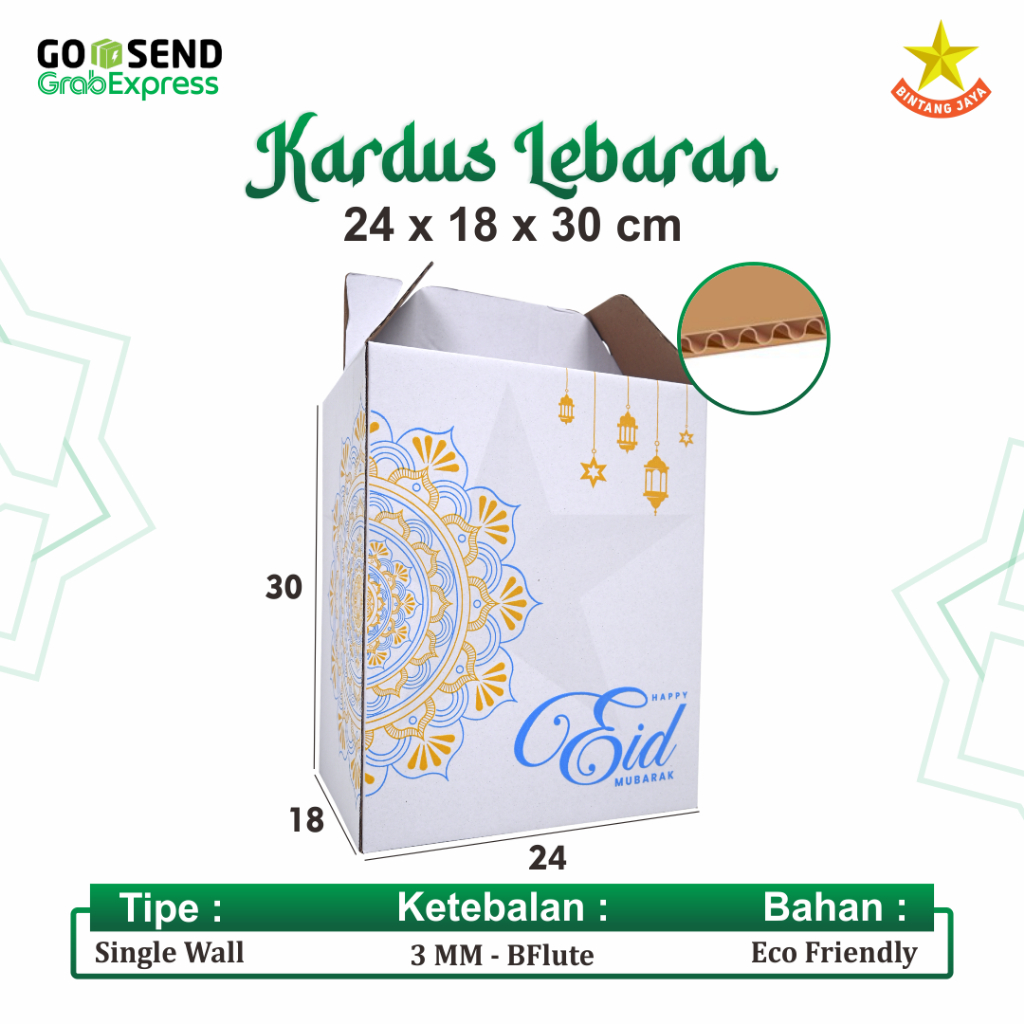 

Kardus Jinjing 24x18x30 Gable Box Ied Mubarok Dus Tenteng Idul Fitri Lebaran Packing Kotak Kemasan