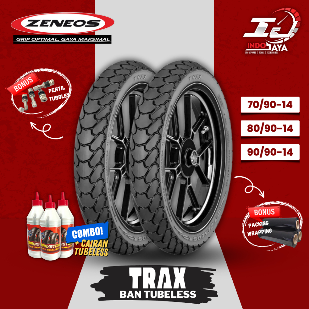 [READY COD] ZENEOS TRAX BAN DUAL PURPOSE TUBELESS (70/90-14 - 80/90-14 - 90/90-14) BAN ON/OFF ROAD /