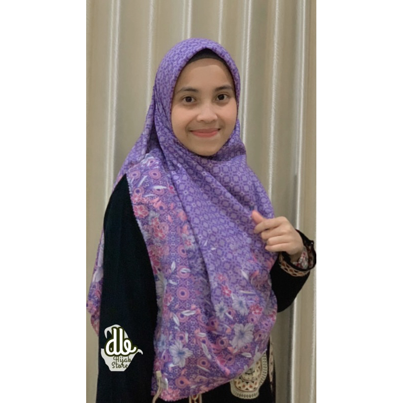 db Hijab Jumbo Lilac Segi Empat Motif 130x130 Voal Premium Lasercut