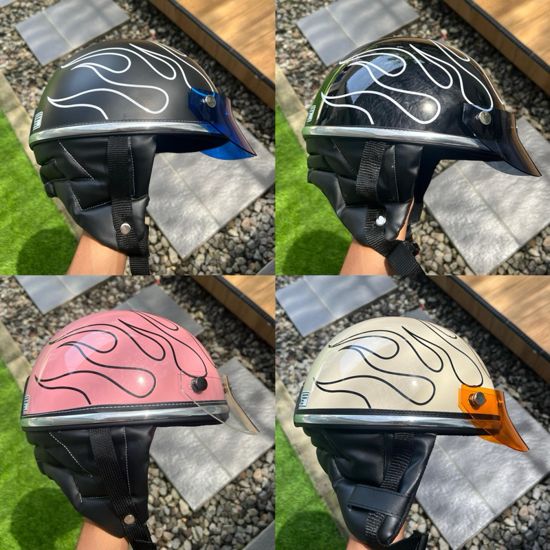 Helm Chips Retro Motif Api Free Topi/Pet