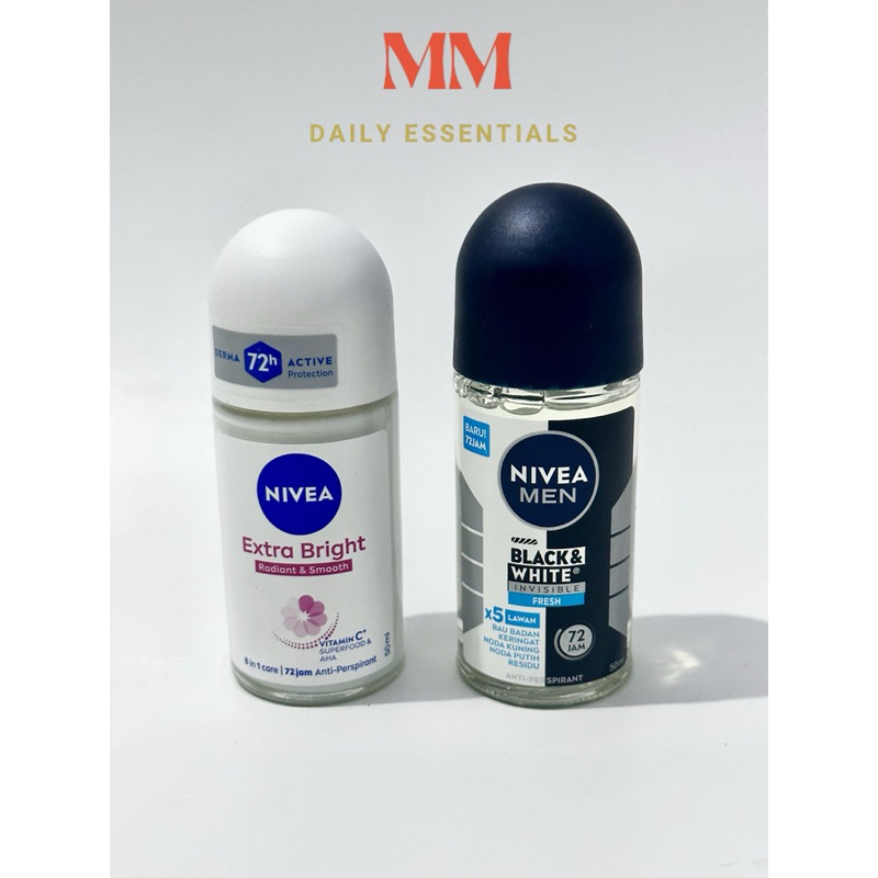 Nivea Roll On Deodorant Women Extra Brightening / Nivea Men Black & White Invisible 50 ML (PCS)