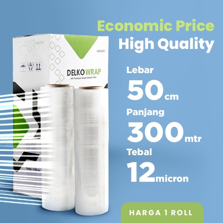 

Stretch Film 12um x 50cm x 300m Bening|Plastik Wrapping Barang Satuan