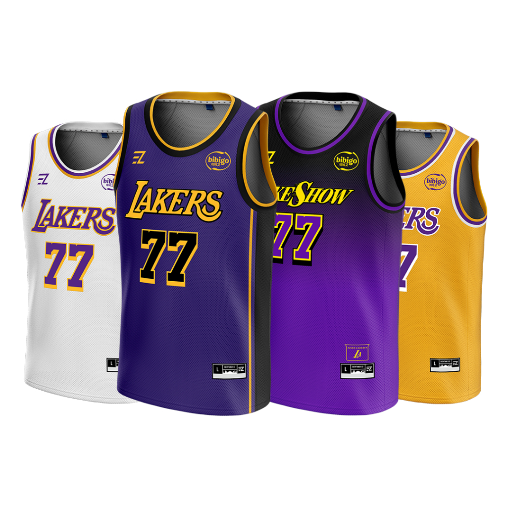 [ORIGINAL] Jersey Luka Doncic LA Lakers #77 WHITE YELLOW PURPLE -  Swingman Bola Basket Baju Kaos T-