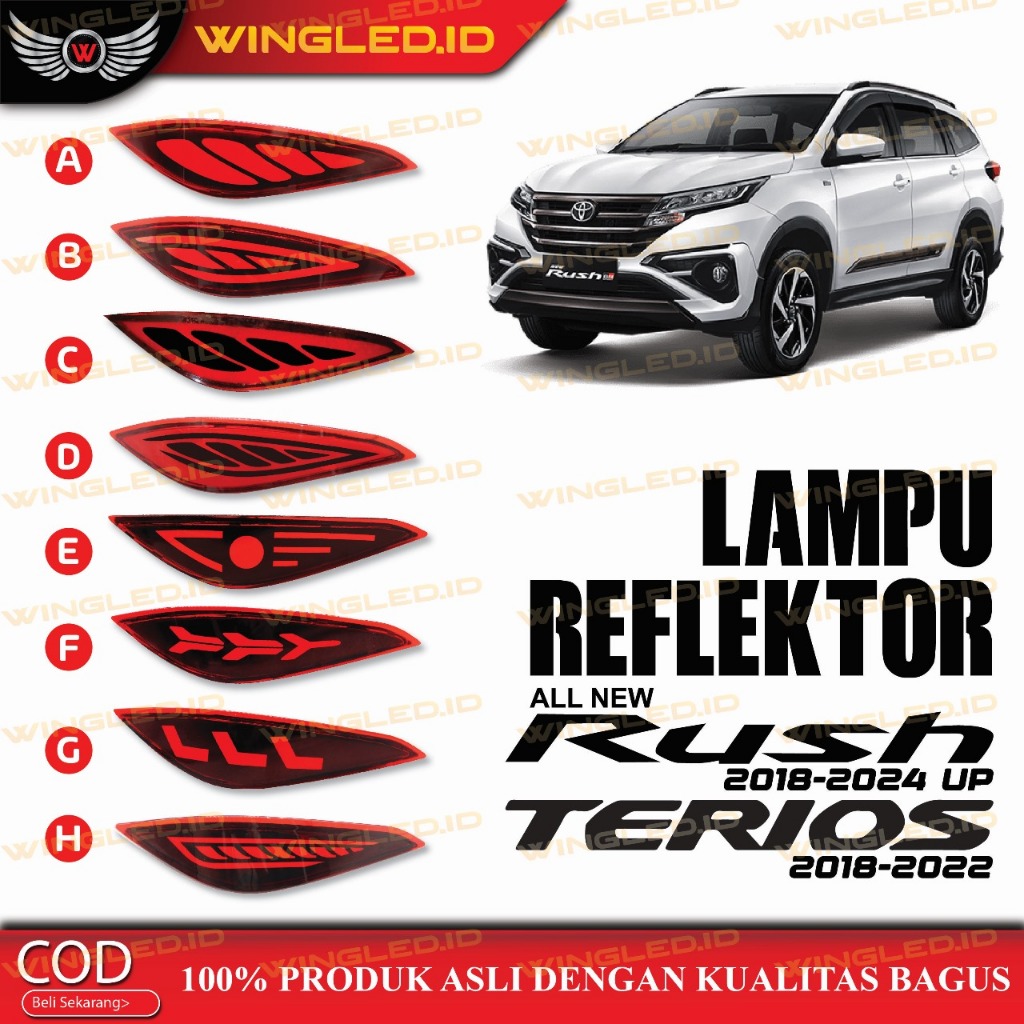 Lampu Reflektor Belakang All New Rush 2018-2025 Terios 2018-2023 Mika Merah Aksesoris Mobil
