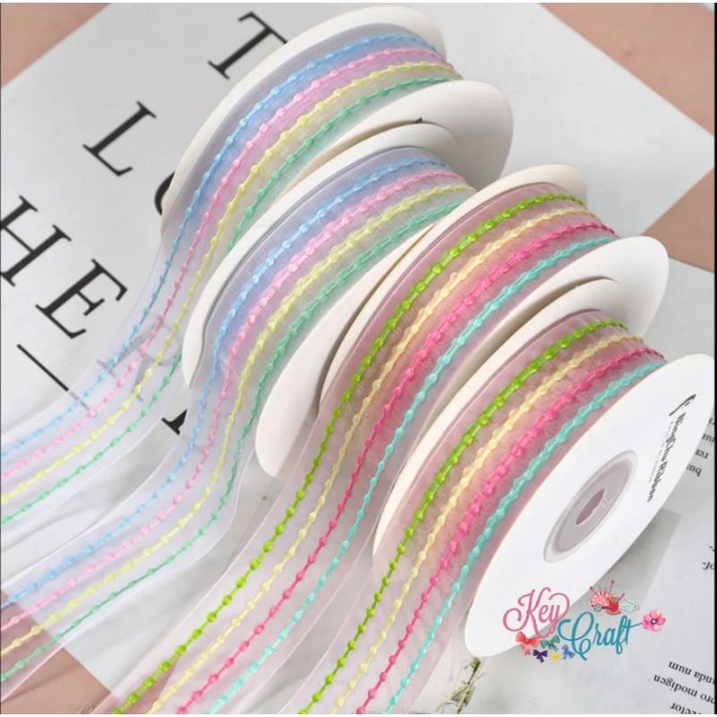 

Pita Organza 4 color Striped snow size 2,5cm