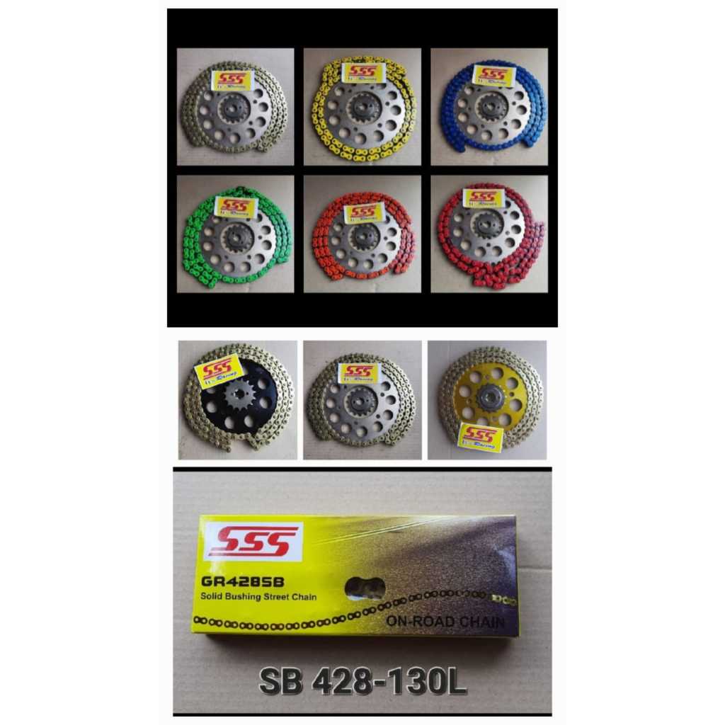 GEAR GIR SET SSS RACING RANTAI WARNA 428 UNTUK MOTOR CB-150 / CBR-150 / VERZA / SONIC / TIGER / GL-S