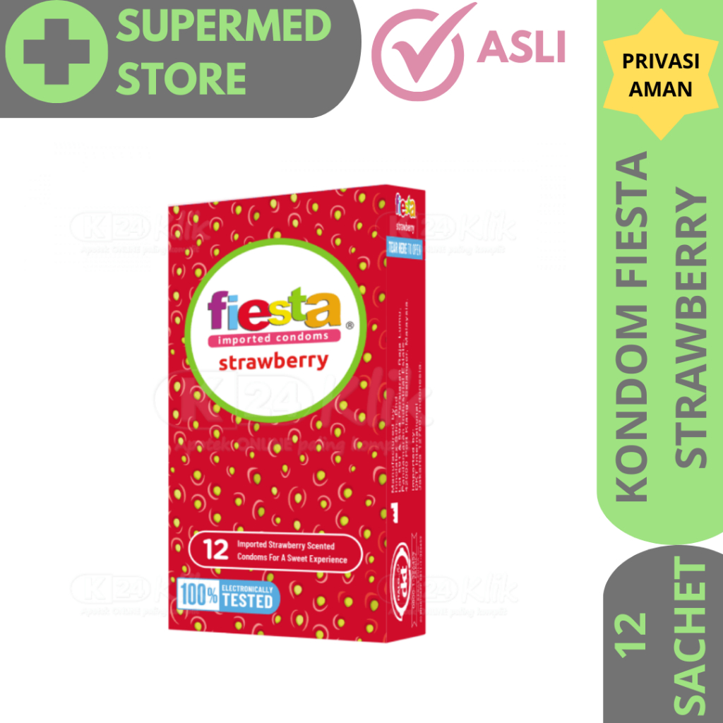 Kondom Fiesta Rasa Strawberry Isi 12 Sachet / Kondom Rasa Buah