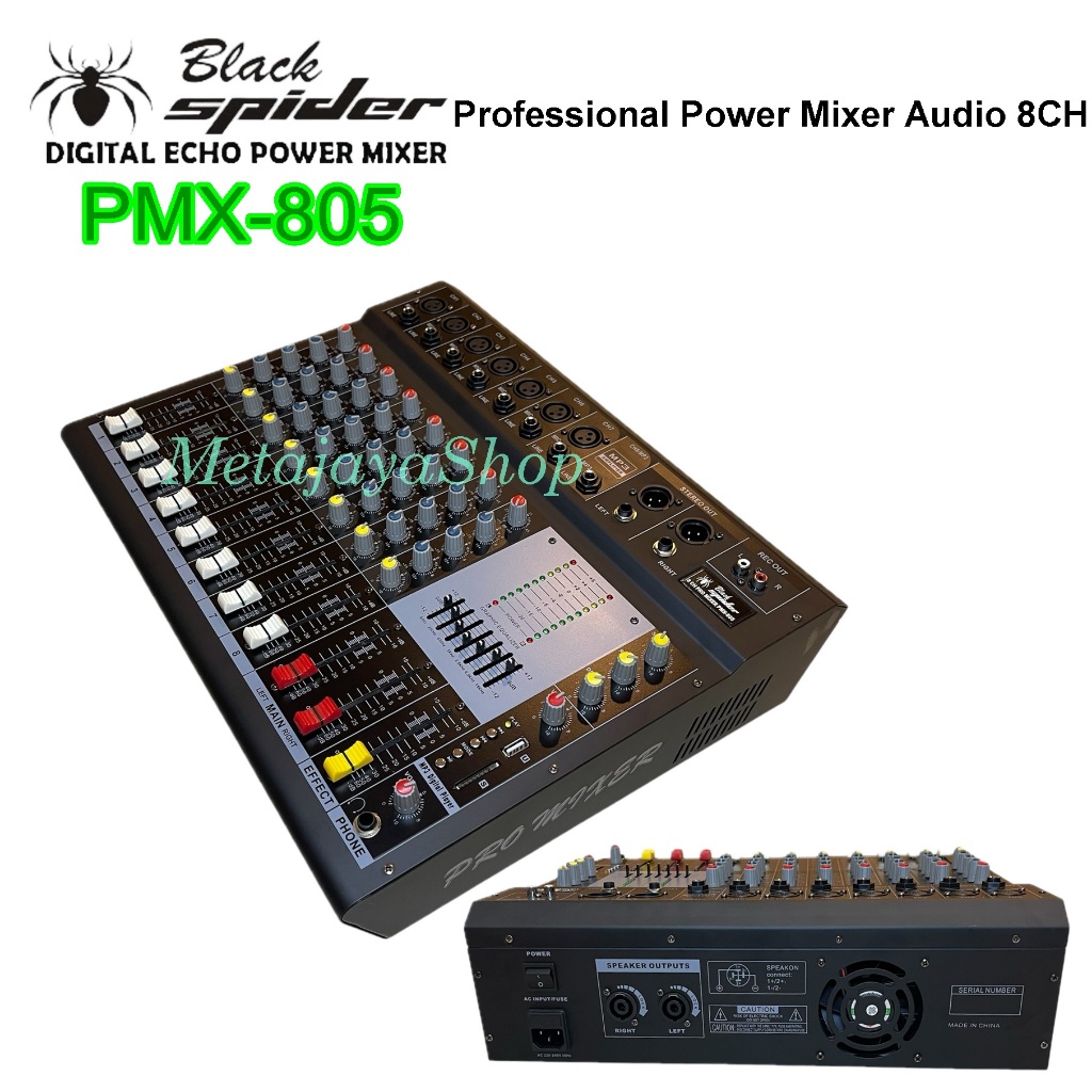 Power Mixer Black Spider 8ch PMX805 mixer power pmx 805 8 channel