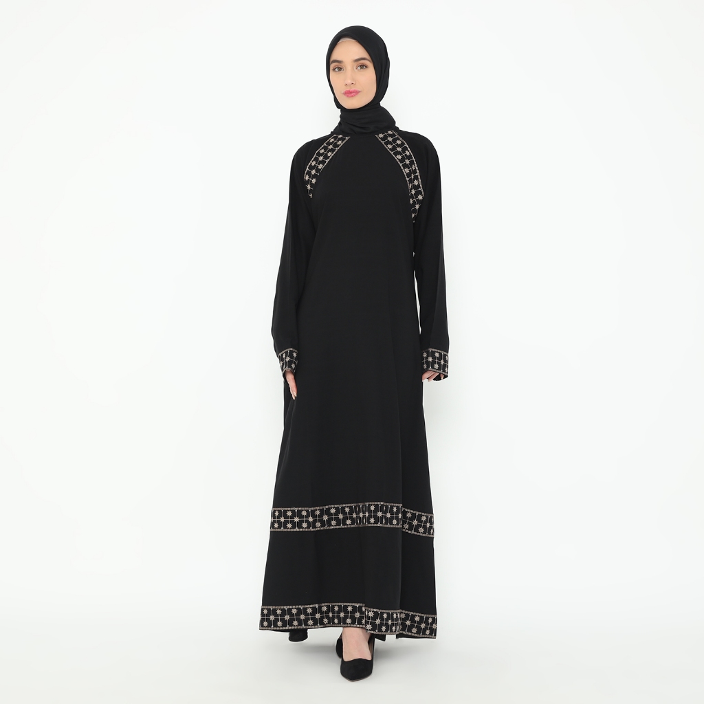 ONAFI  abaya Arab Hitam BORDIR SHAFIYAH