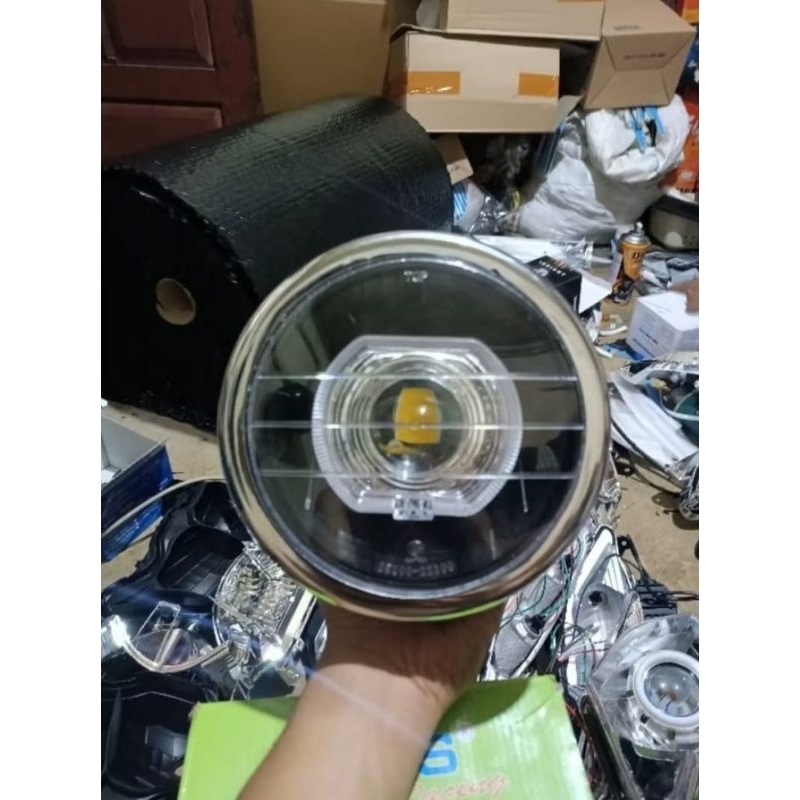 Reflektor Batok Kepala Lampu Depan Ninja SS Custom Hitam Plus Biled Ala Ala 4.5 Siap Pakai