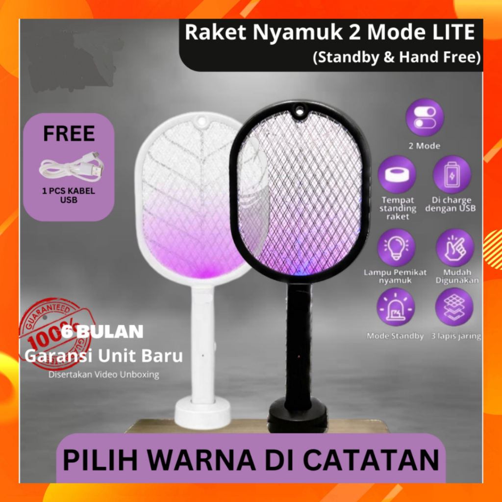 AMPUHH Raket Nyamuk Elektrik Cas Ori Tahan Lama Murah Awet Charger Usb 2 in1 Raket Nyamuk listrik