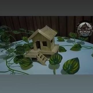 Miniatur rumah aquarium,rumah kelomang,miniatur rumah terbuat dari bambu