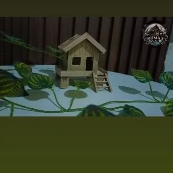 miniatur rumah aquarium,rumah kelomang,miniatur rumah bambu
