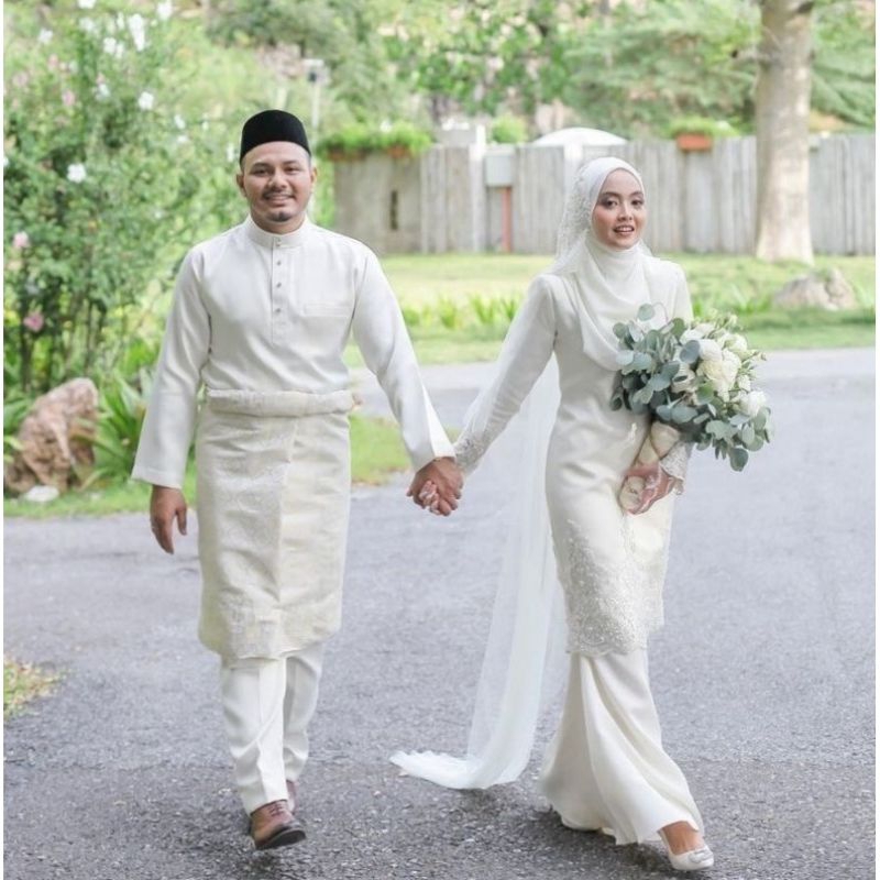 sepasang baju kurung sepasang baju Malaysia baju akad baju akad nikah baju akad putih baju Melayu ba