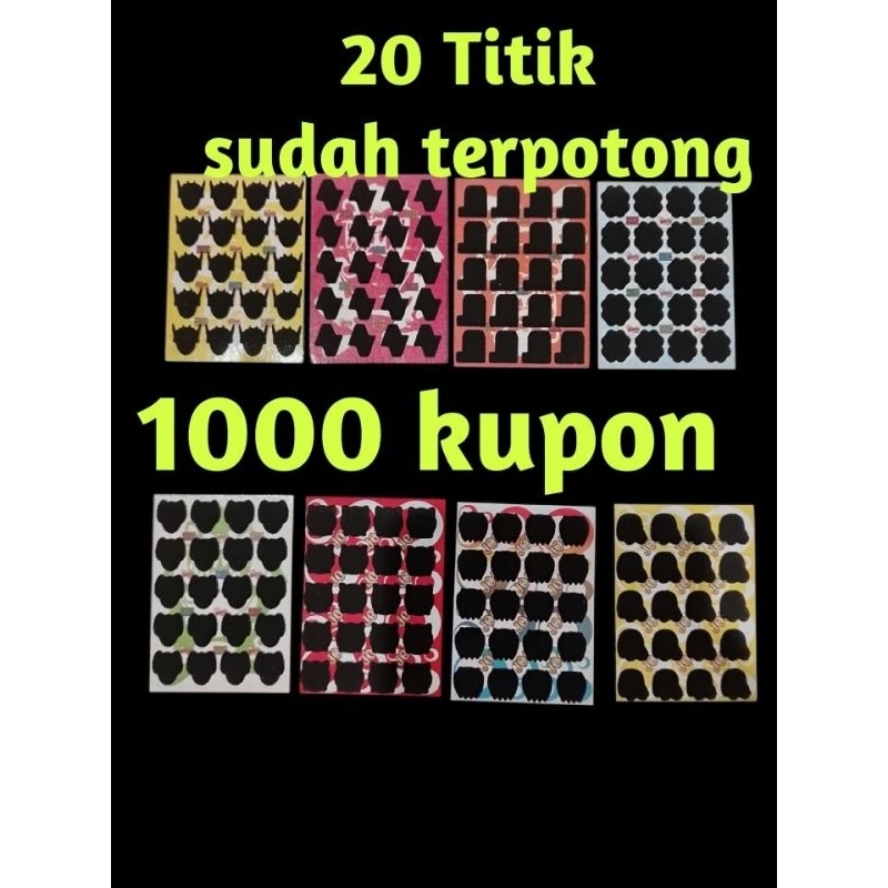 GOSOKAN BOM 20 TITIK MOTIF TERBARU MAINAN GOSOKAN BOM ISI 1000 KUPON SUDAH TERPOTONG RAPIH
