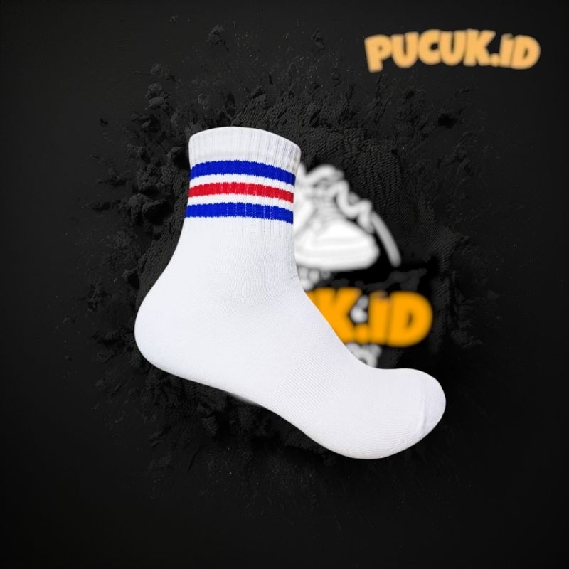 Kaos kaki Oldskool motif skate Biru Merah Pendek dasar Putih - Kaos kaki Oldschool Motif Biru Merah 