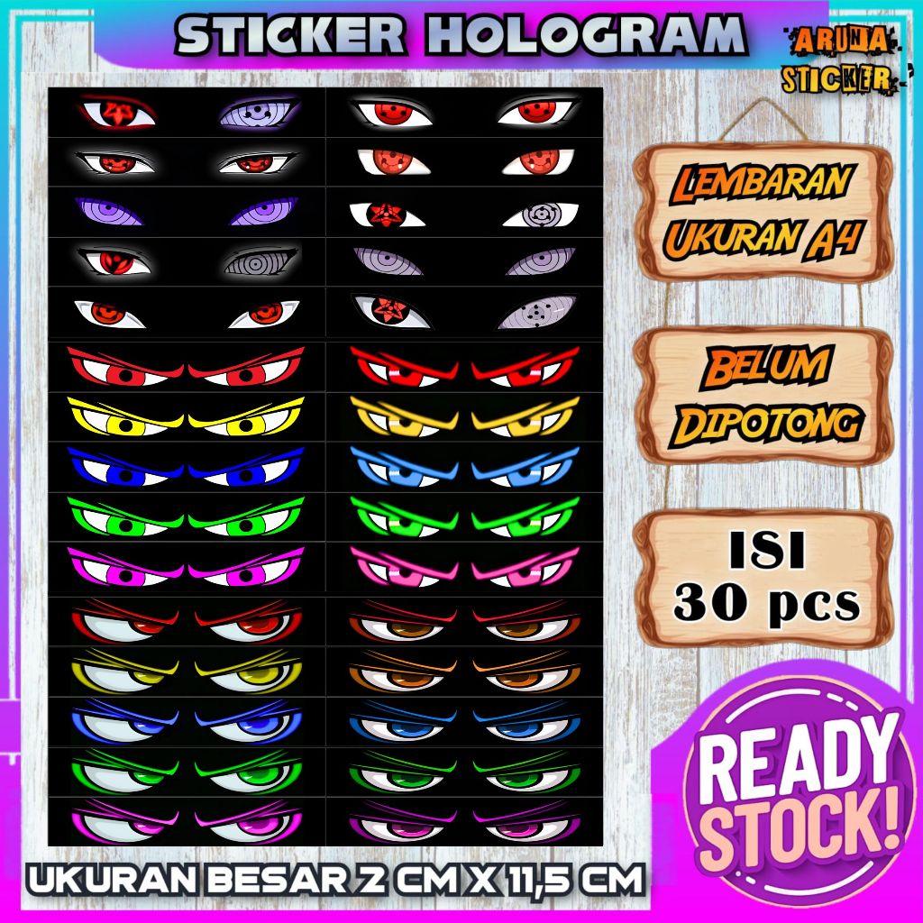 

30 PC STIKER STROBO MATA MINIATUR BUS Bahan Hologram Anti Air