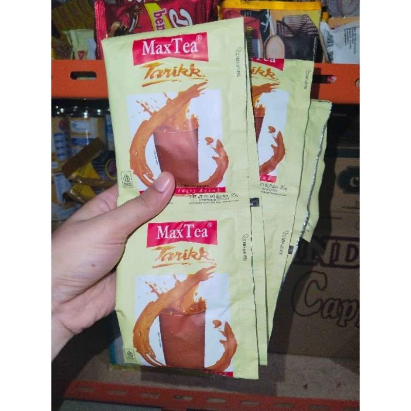 

maxtea tarikk 25 g x 10 bks teh tarik 1 renceng minuman serbuk teh krimer susu dan gula