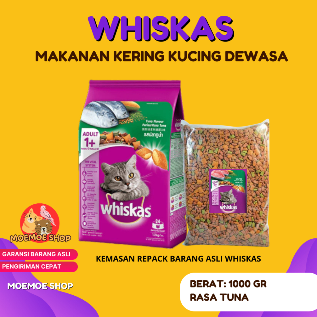Whiskas Tuna/Whiskas  MIX / Whiskas kering /Makanan Kucing Dewasa/Makanan Kucing RP repack