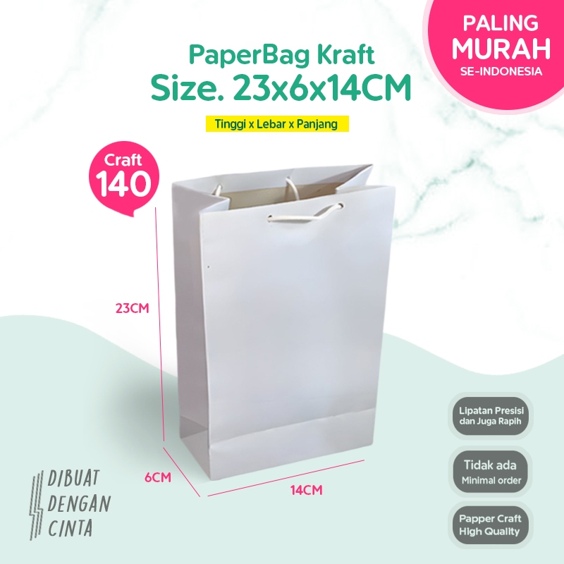 

(LINER) Paper Bag Putih Sedang 23x6x14 CM / Paperbag Kado Kacamata / Papper Bag Polos Kertas Olshop