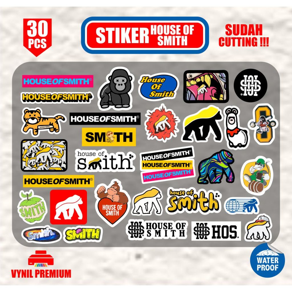 

stiker pack HOUSE OF SMITH 30pcs sudah terpotong waterproof