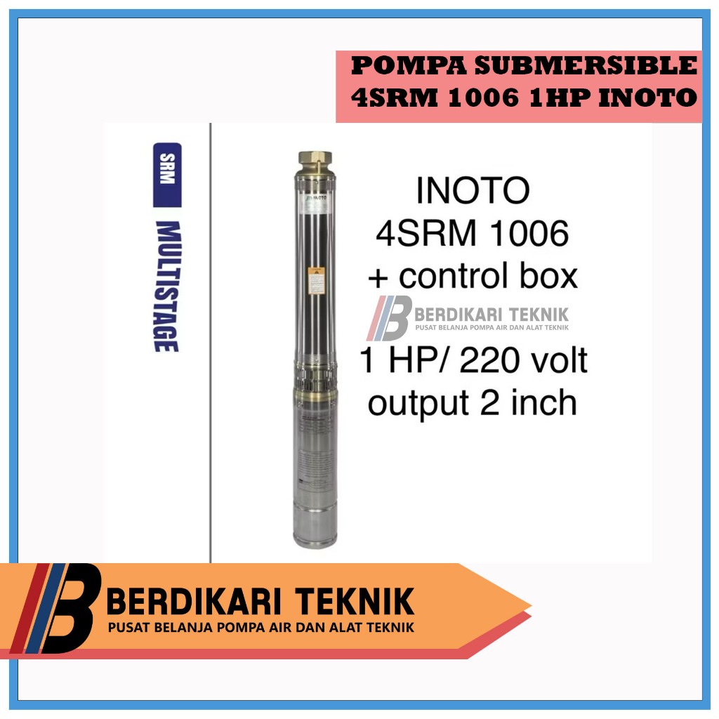 INOTO 4SRM 1006 1hp kabel pendek pompa air submersible 1 HP PK output 2” INCH