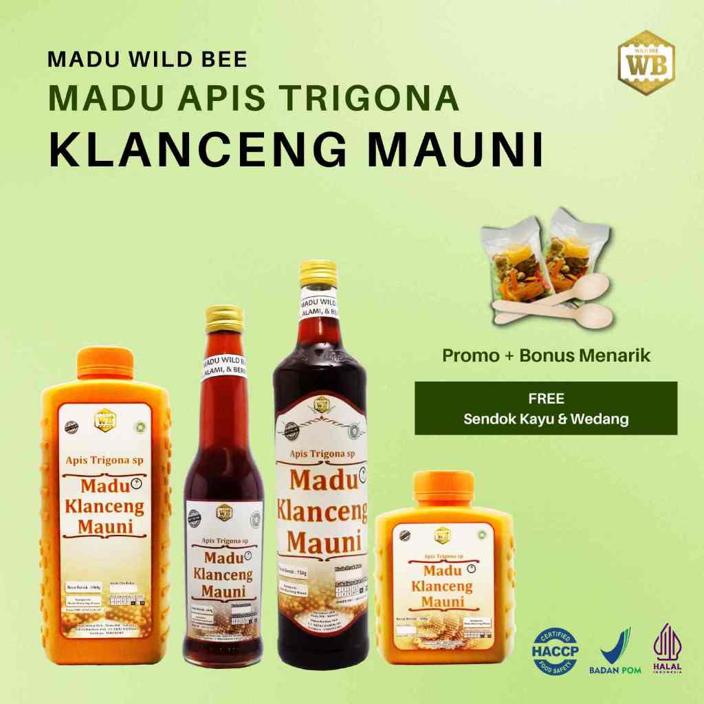 

Madu Wild Bee - Klanceng Mauni 1kg All Varian Madu Wild Bee - BPOM - Lebah Apis Trigona - Kelulut