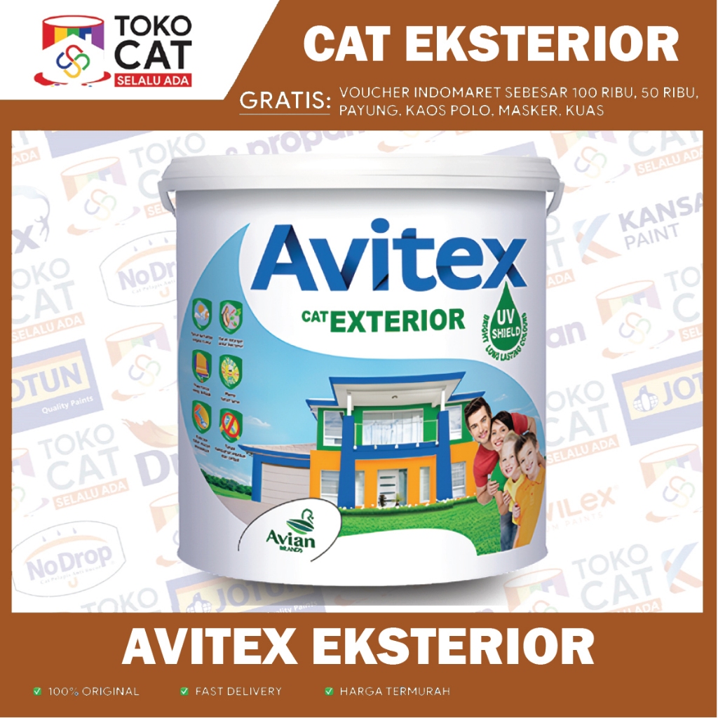 Cat Tembok Eksterior | Luar Avian Avitex Exterior Warna Putih 5 Kg | Kemasan Galon