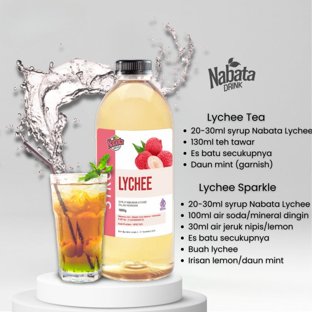 

Ay00! Sirup Leci 1 Liter Nabata Food Syrup Lychee Botol 1000 Ml Lychee Syrup