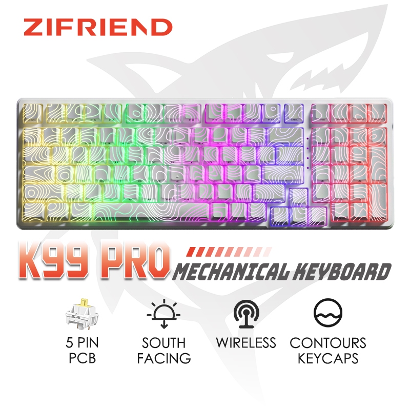 FURYCUBE K99 PRO Wireless Mechanical Keyboard 99 Keys RGB Gasket Structure Keyboard with Numpad