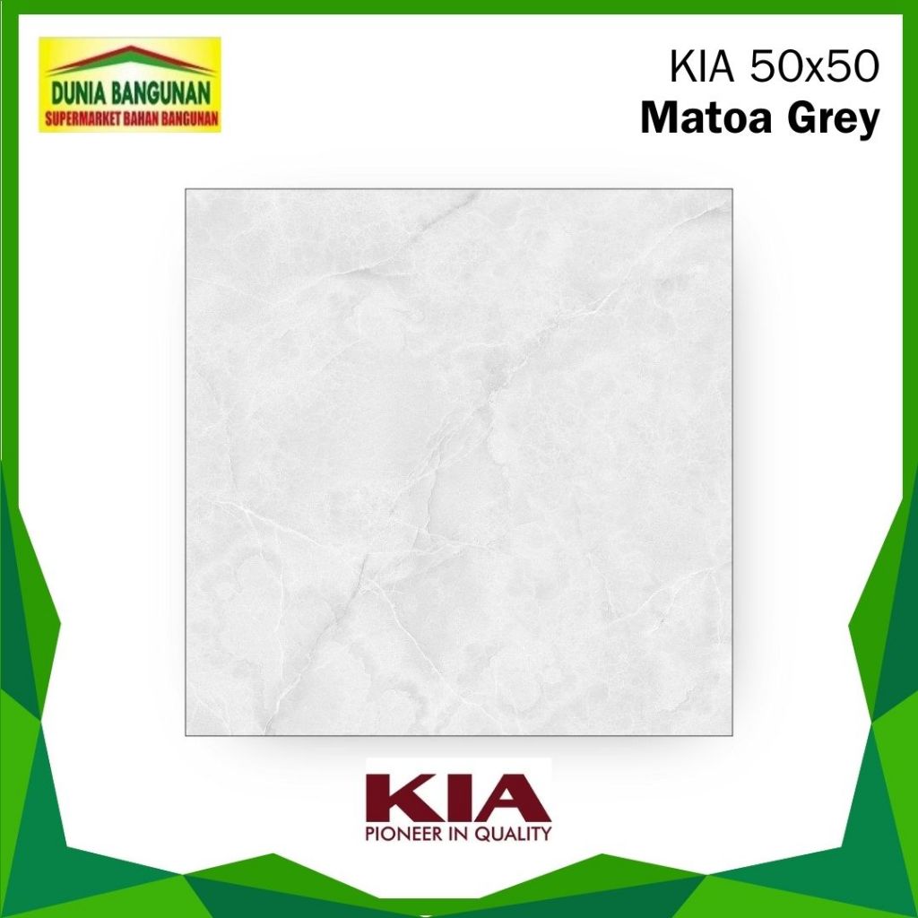 Keramik Lantai 50x50 KIA Matoa Grey Keramik Glossy / Keramik Lantai Ruang Tamu / Keramik Motif Marme