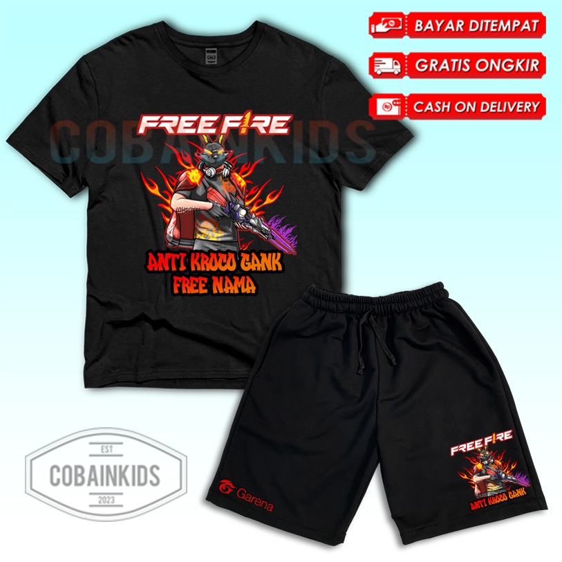 (BISA COD) Setelan Anak Kaos Celana Pendek Anak FF Free Fire Bundle Sultan Kelinci EVO SG 2JT Free N