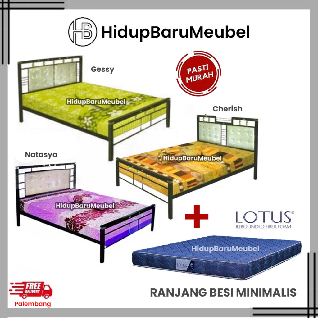 Ranjang BESI 120x200 + busa lotus  / divan dipan besi murah / foam rebonded